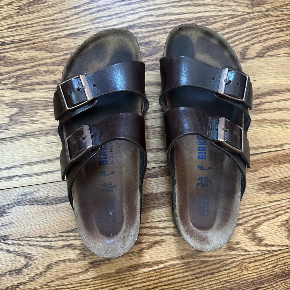 Birkenstock Dark Brown Leather Sandals Size 36